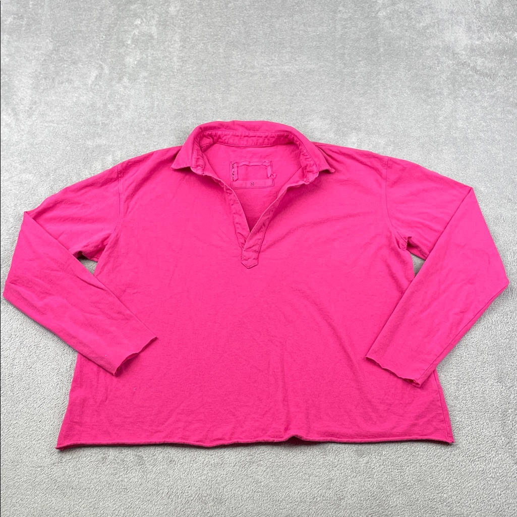 New Frank & Eileen M 100% Cotton Pink Popover Henley Blouse